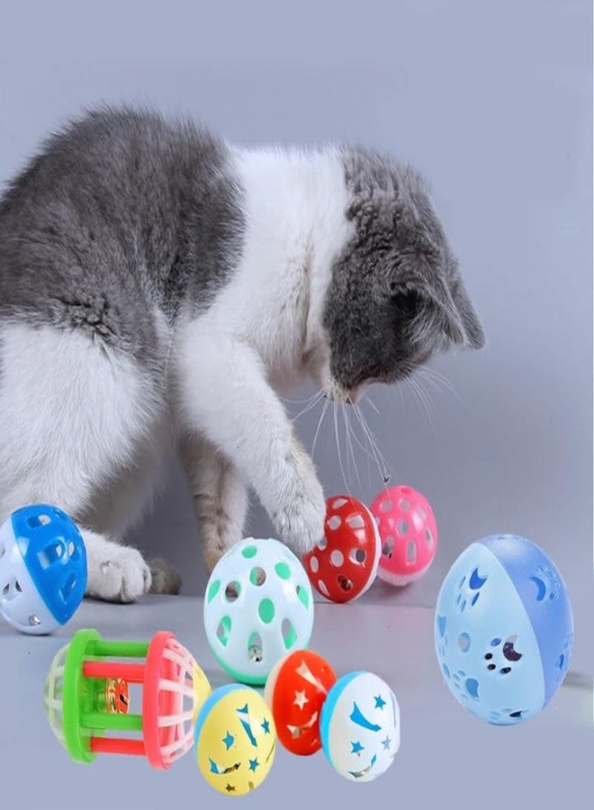 KittuPet لعبة قطط بلاستيكية من KittuPet مزودة بجرس، لعبة مضغ ولعب تفاعلية، كرة بلاستيكية، ألعاب تدريب للقطط، لعبة كرة خشخيشة للقطط، تتضمن العبوة 4 قطع - Image 4